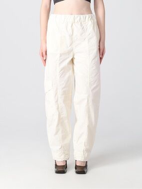 GANNI - Womens White Washed Curve Elastic-Waist Cargo Joggers Pants, Sz 4X / 52